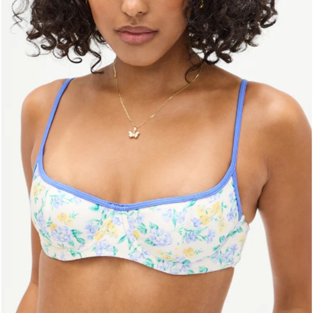 Frankies Bikinis Women's Coastal Floral Cola Shine Underwire Bikini Top Size XS